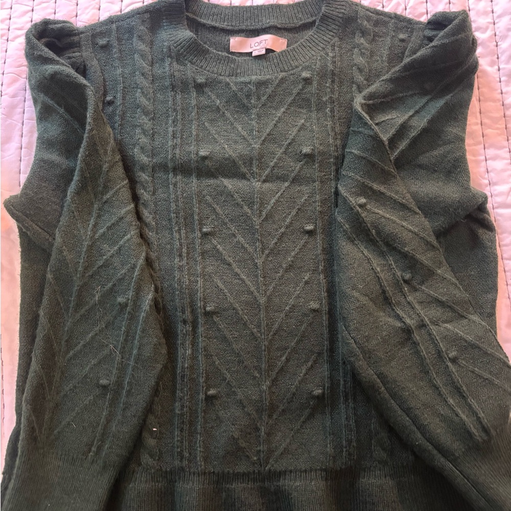 LOFT Forest Green Textured Sweater
